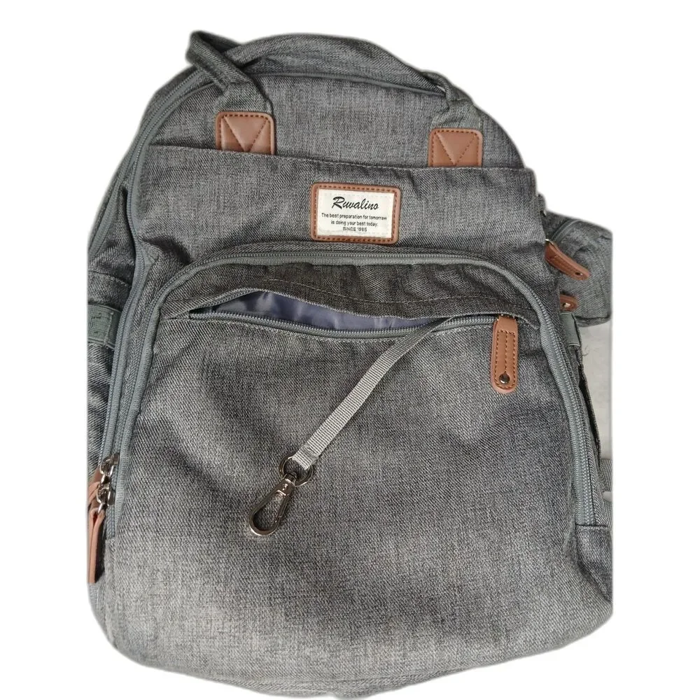 RUVALINO Diaper Backpack Multifunction Travel Pack Maternity Changing Bag Gray